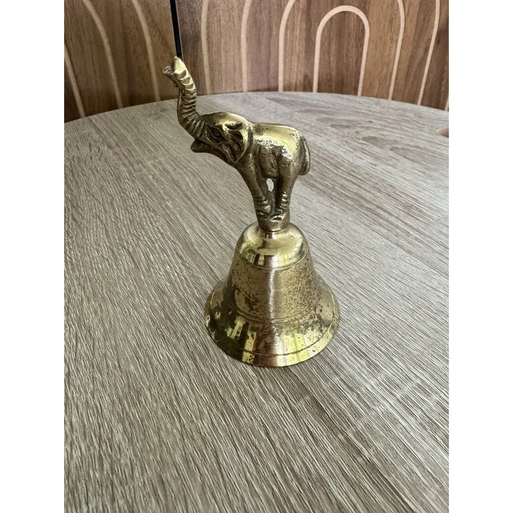 Vintage Brass Balancing Elephant Bell